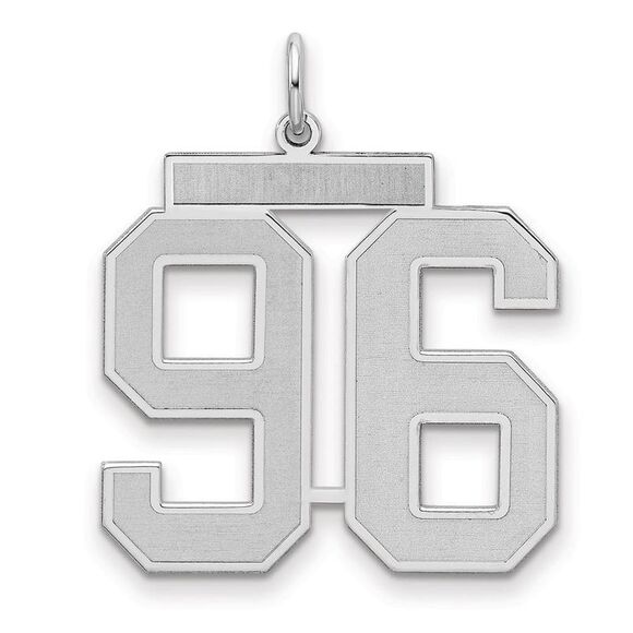 Sterling Silver Jersey Collection Large Number 96 Pendant